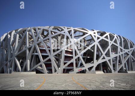 China, Peking / Peking, Olympiagelände, Olympiastadion Stockfoto