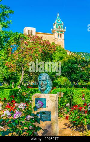 Luftaufnahme von Real Cartuja de Valldemossa, Mallorca, Spanien Stockfoto