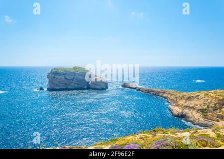 Pilzgestein in der Nähe von Dwejra Point, Gozo, Malta Stockfoto