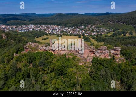 Burgruine Altdahn bei Dahn, Pfälzerwald, Pfalz, Rheinland-Pfalz, Deutschland Stockfoto