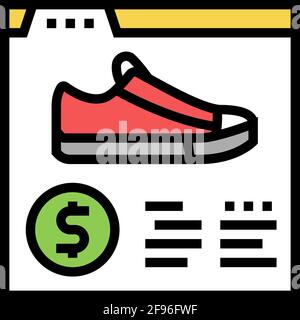 Schuhe Shop Abteilung Farbe Symbol Vektor Illustration Stock Vektor
