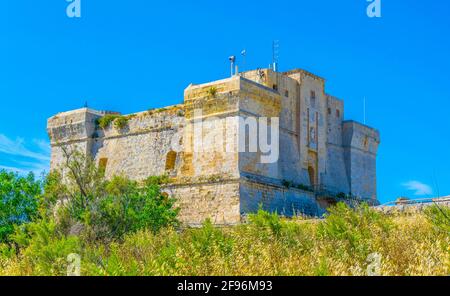 Der Turm des heiligen Lucian in der Nähe von Marsaxlokk auf Malta Stockfoto