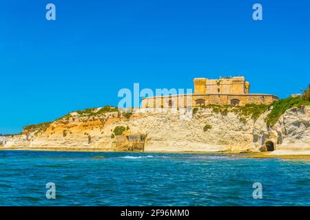 Der Turm des heiligen Lucian in der Nähe von Marsaxlokk auf Malta Stockfoto