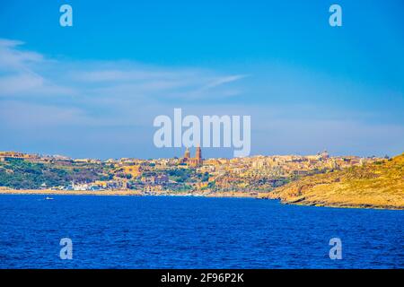 Meeresblick auf Mgarr auf der Insel Gozo, Malta Stockfoto