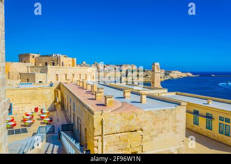 Blick auf den Innenhof des Fort St. Angelo in Birgu, Malta Stockfoto