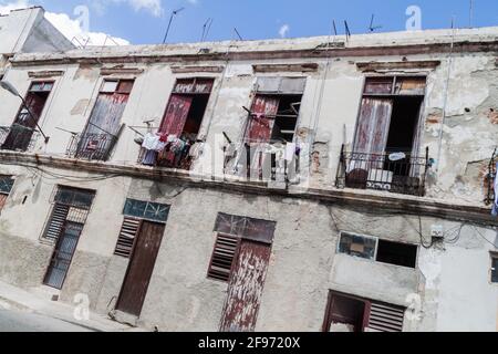 Dilapitaded Haus in Havana Centro, Havanna, Kuba Stockfoto