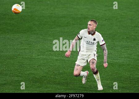 Rick Karsdorp von Roma in Aktion während der UEFA Europa League, Viertelfinale, Fußballspiel der 2. Etappe zwischen AS Roma und AFC Ajax am 15. April 2021 im Stadio Olimpico in Rom, Italien - Foto Federico Proietti / DPPI Stockfoto