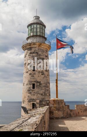 Leuchtturm am Schloss Morro in Havanna, Kuba Stockfoto