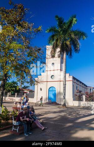 VINALES, KUBA - 17. FEB 2016: Kirche des heiligen Herzens im Dorf Vinales, Kuba Stockfoto