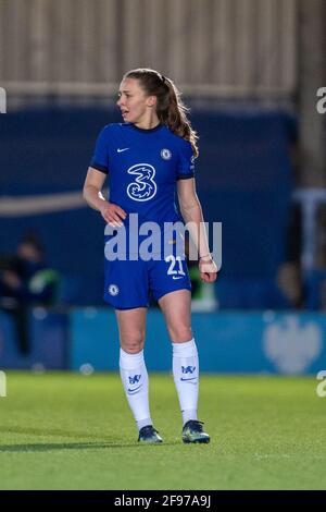 Kingston, Großbritannien. April 2021. Niamh Charles (21 Chelsea) während des Vitality Womens FA Cup-Spiels zwischen Chelsea und London City Lionesses auf Kingsmeadow in Kingston, England. Kredit: SPP Sport Pressefoto. /Alamy Live News Stockfoto