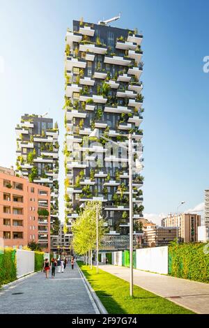 Bosco Verticale grüne Wolkenkratzer in Mailand, Lombardei, Italien, Europa Stockfoto