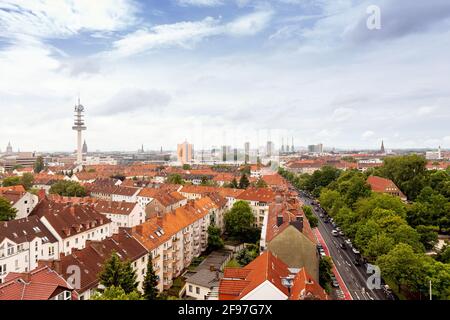 Hannover von oben, Hauptstadt von Niedersachsen, Deutschland, Europa Stockfoto