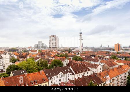 Hannover von oben, Hauptstadt von Niedersachsen, Deutschland, Europa Stockfoto