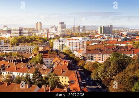 Hannover von oben, Hauptstadt von Niedersachsen, Deutschland, Europa Stockfoto