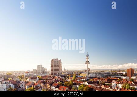 Hannover von oben, Hauptstadt von Niedersachsen, Deutschland, Europa Stockfoto