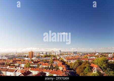 Hannover von oben, Hauptstadt von Niedersachsen, Deutschland, Europa Stockfoto