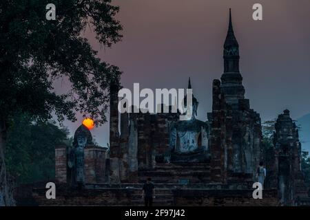 Thailand, Sukothai, Wat Mahathat Tempel Stockfoto