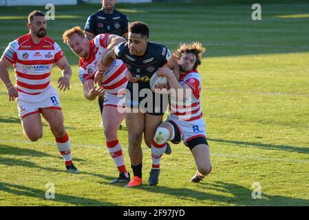 Derrell Olpherts von Castleford Tigers während der Super League-Runde 4 Spiel Castleford Tigers V Leigh Centurion bei der Stockfoto