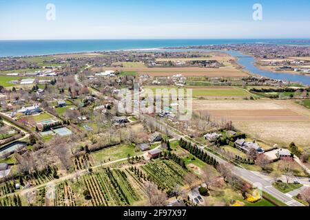 Luftaufnahme von Sagaponack Stockfoto