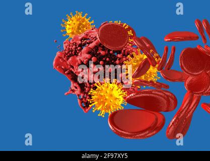 Blutgerinnung und Coronavirus, konzeptuelle Illustration Stockfoto