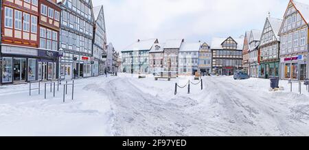 Celle Marktplatz im Winter, Celle, Niedersachsen, Deutschland Stockfoto