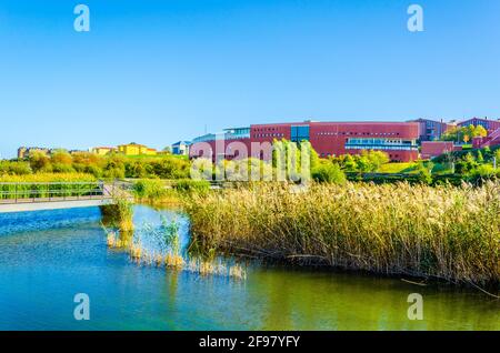 Blick auf den parque atlantico de las llamas in Santander, Spanien Stockfoto