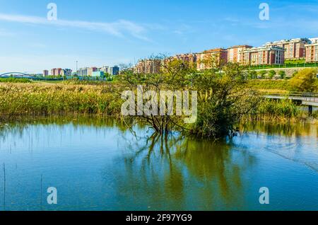 Blick auf den parque atlantico de las llamas in Santander, Spanien Stockfoto