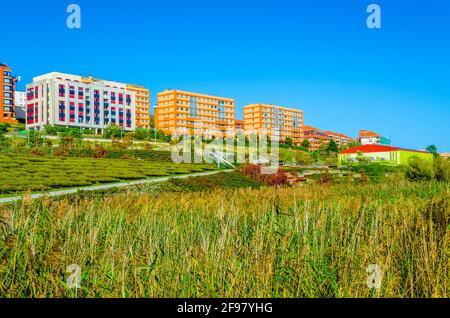 Blick auf den parque atlantico de las llamas in Santander, Spanien Stockfoto