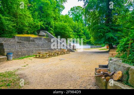 Alte Ruinen von Augusta Raurica bei Basel, Schweiz Stockfoto