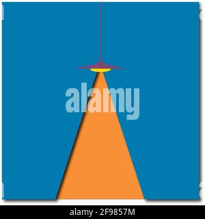 Lampen sind Lichtlichter. Moderne Einrichtung. Kronleuchter im flachen Cartoon-Stil. Werbebanner für Unternehmen. Ort für Ihren Text. 3D-Rendering. Stock Vektor