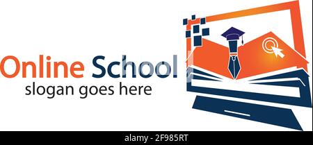 Designvorlage für das Logo von Online Education. Logo-Design für Online-Kurse. Logo für Online Learning Stock Vektor