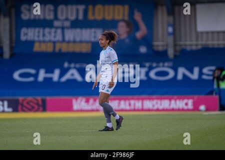 Kingston, Großbritannien. April 2021. Atlanta Primus (20 London City Lionesses) während des Vitality Womens FA Cup-Spiels zwischen Chelsea und London City Lionesses auf Kingsmeadow in Kingston, England. Kredit: SPP Sport Pressefoto. /Alamy Live News Stockfoto