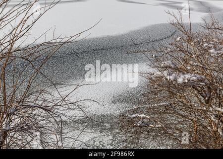 Gefrorener Alpsee im Winter, Schwangau, Füssen, Allgäuer Alpen, Allgäu, Bayern, Deutschland, Europa Stockfoto