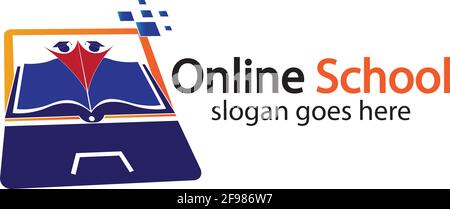 Designvorlage für das Logo von Online Education. Logo-Design für Online-Kurse. Logo für Online Learning Stock Vektor