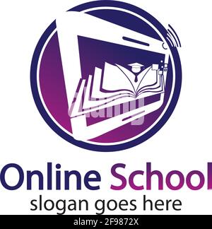 Designvorlage für das Logo von Online Education. Logo-Design für Online-Kurse. Logo für Online Learning Stock Vektor