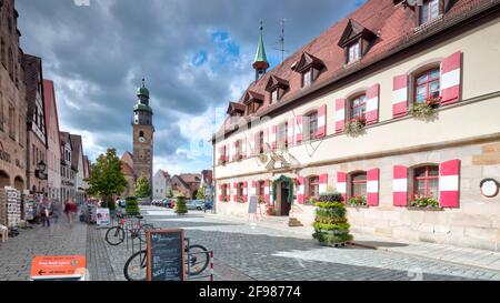 Johanniskirche, altes Rathaus, Marktplatz, Hausfassade, Altstadt, Architektur, Herbst, Lauf an der Pegnitz, Mittelfranken, Franken, Bayern, Deutschland Stockfoto