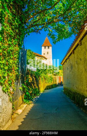 Befestigungsanlage um die Altstadt von Murten, Schweiz Stockfoto