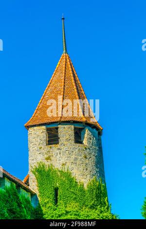 Befestigungsanlage um die Altstadt von Murten, Schweiz Stockfoto