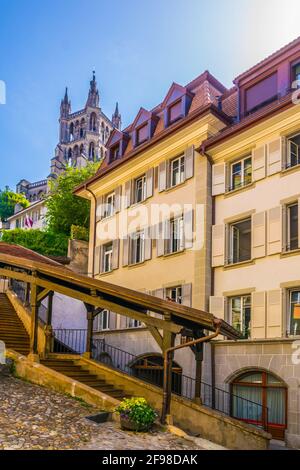 Escaliers du Marche Treppe in Lausanne, Schweiz Stockfoto