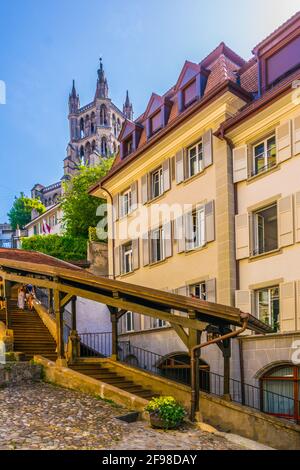 Escaliers du Marche Treppe in Lausanne, Schweiz Stockfoto