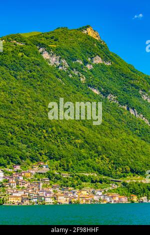 Uferpromenade des Dorfes Gandria in der Nähe von Lugano, Schweiz Stockfoto