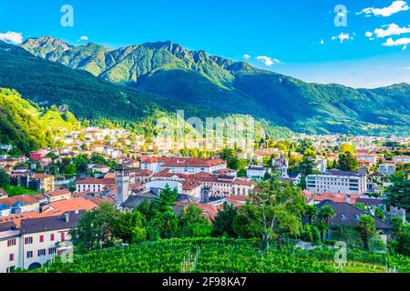 Luftaufnahme von Bellinzona, Schweiz Stockfoto