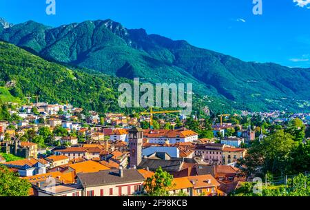 Luftaufnahme von Bellinzona, Schweiz Stockfoto