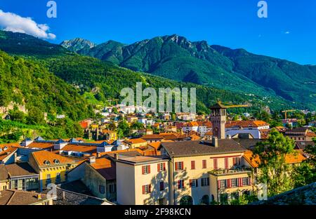 Luftaufnahme von Bellinzona, Schweiz Stockfoto