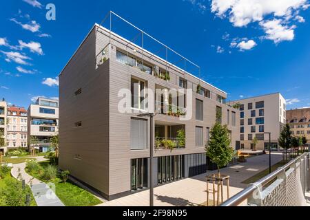 Deutschland, Baden-Württemberg, Stuttgart, Stuttgart-West, Olga Areal, Wohnhaus aus Massivholz, MaxAcht Stockfoto