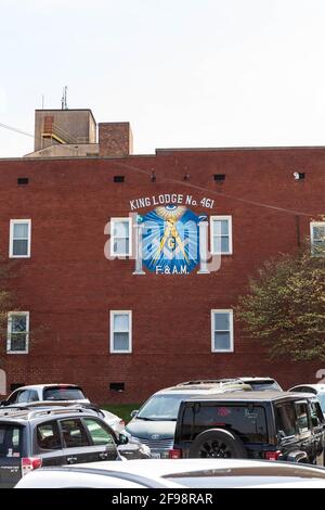 BRISTOL, TN-VA, USA-7 APRIL 2021: Die Freimaurer King Lodge Nr. 461. Stockfoto