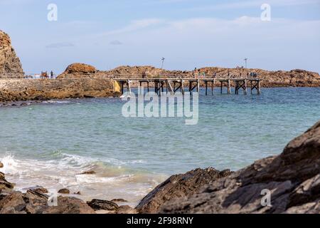 Ein selektiver Fokus des Anlegestege im zweiten Tal south australia am 12. april 2021 Stockfoto