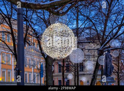 Weihnachtsbeleuchtung am Promenadeplatz in München, Oberbayern, Bayern, Deutschland, Europa Stockfoto