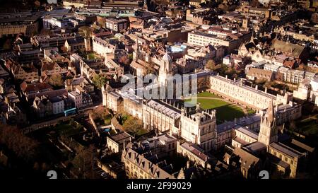 Christ Church University in Oxford von oben - Luftbild Stockfoto