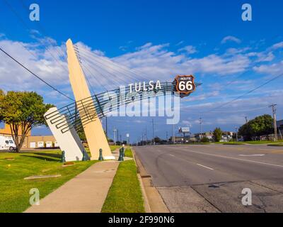 Das berühmte Route 66 Gate in Tulsa Oklahoma - USA 2017 Stockfoto
